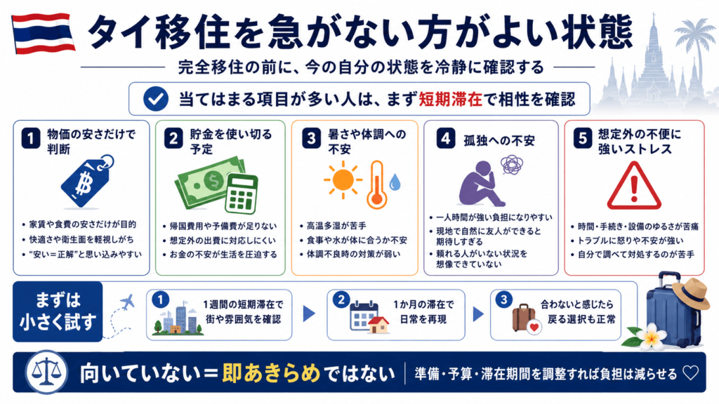 タイ移住を急がない方が良い状態とは？