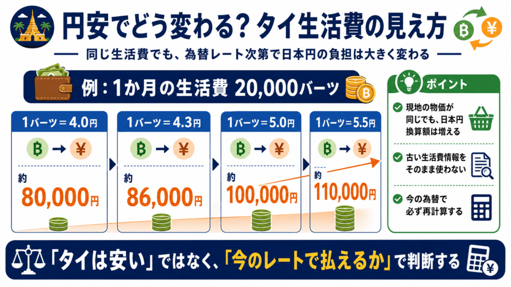 タイ生活費は、円安でどう変わる?