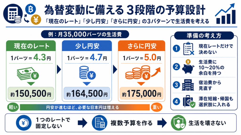 タイバーツの為替レート変動に備える予算設計
