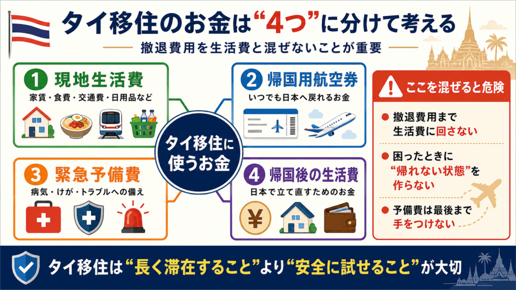 タイ移住の資金は４つに分ける