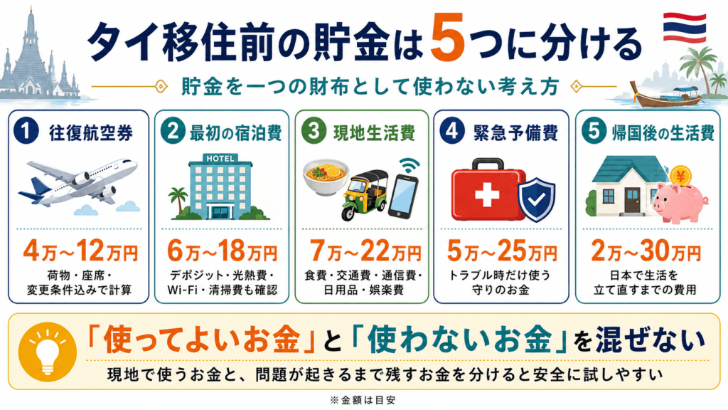 タイ移住前の貯金は5つに分ける